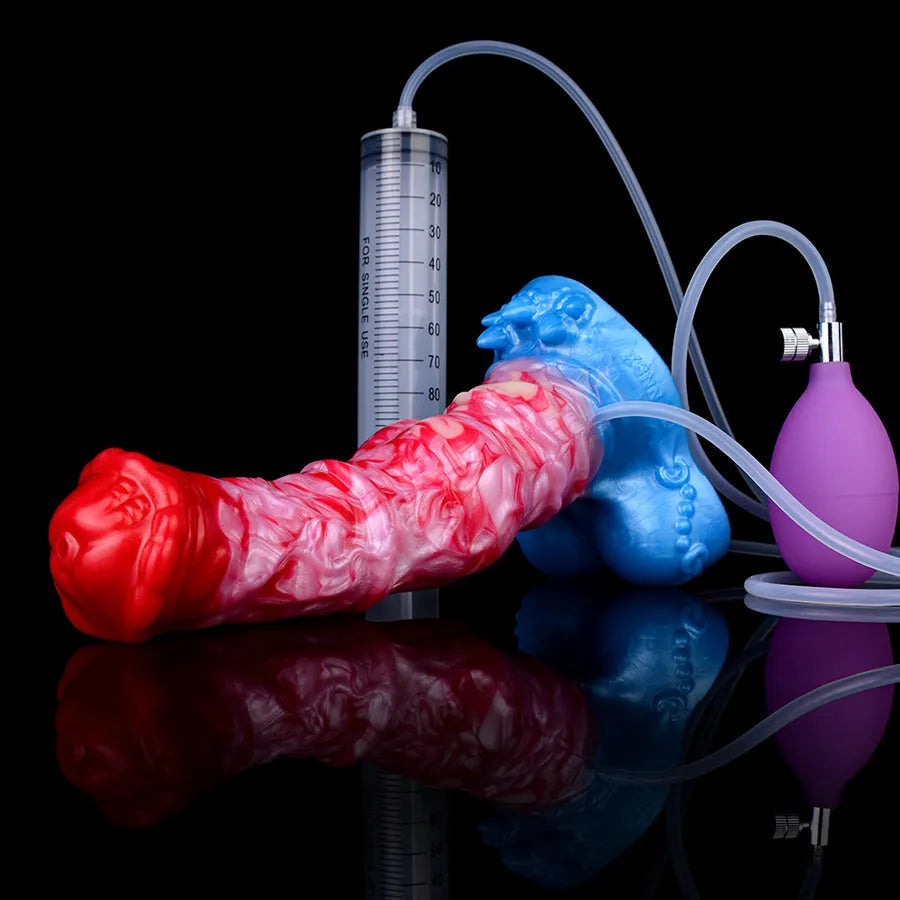 Boczne ujęcie końskiego dildo z węzłem