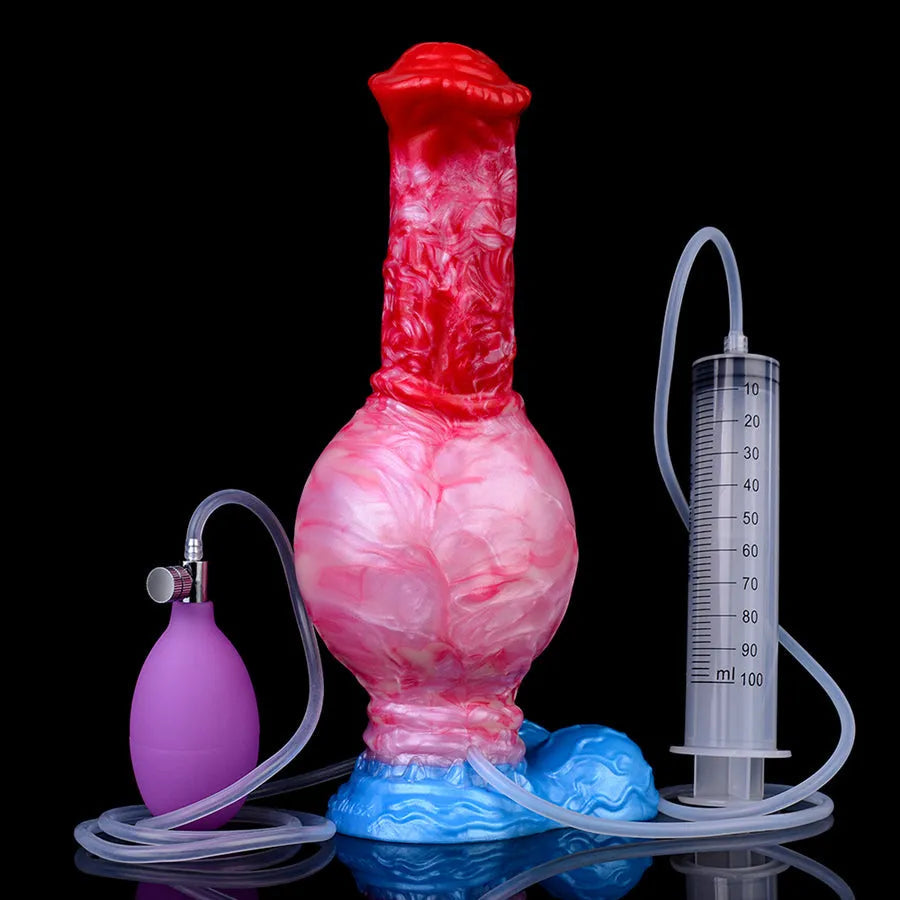 Horse dildo z pompowanym węzłem i funkcją wytrysku