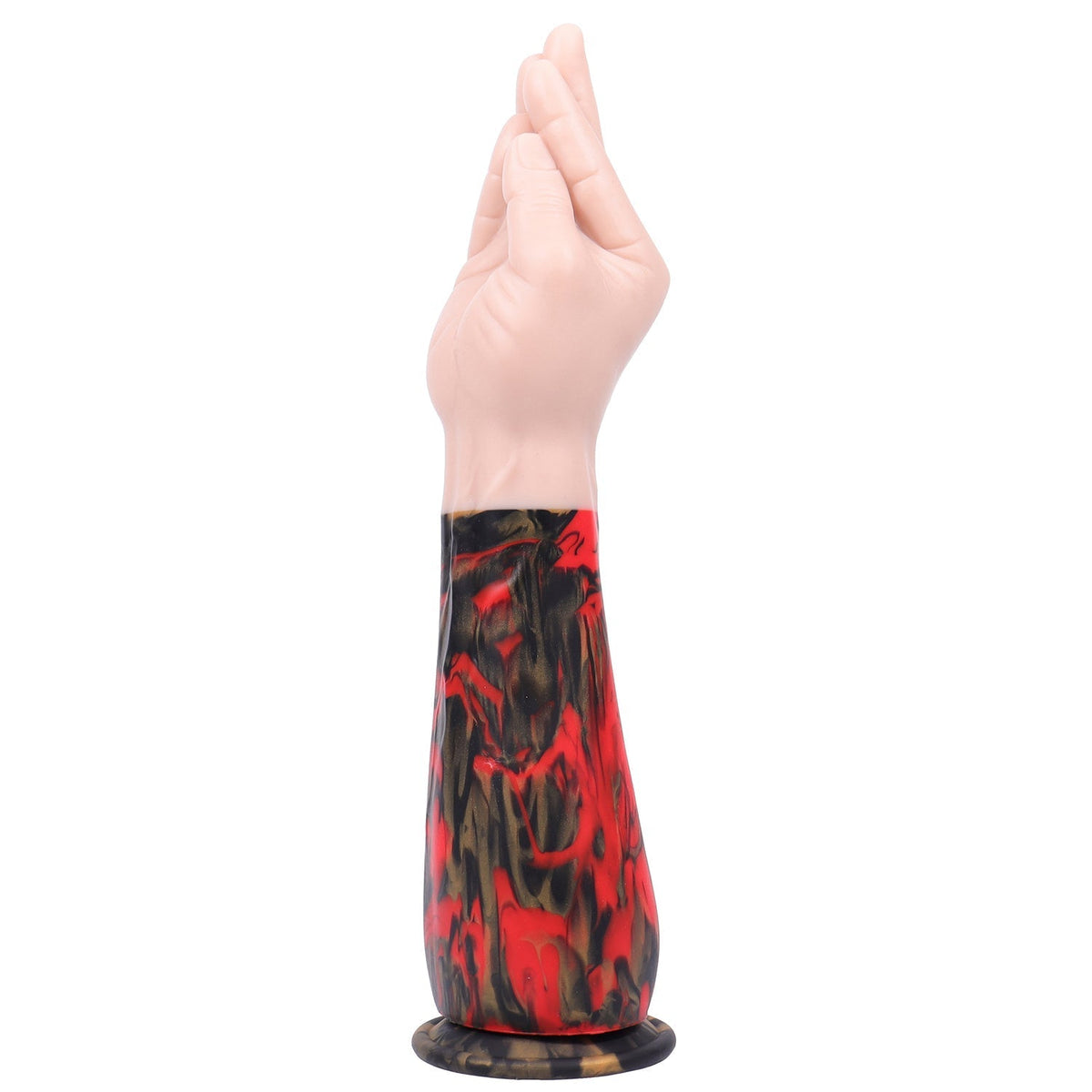 Białe dildo w kształcie dłoni pokazane z boku