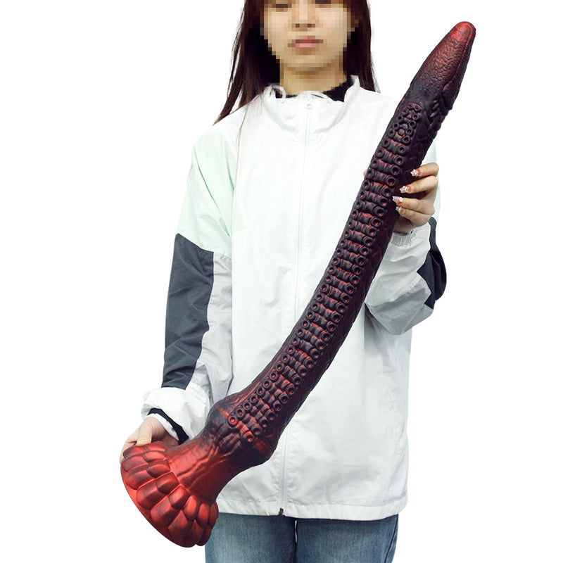 Tentacle dildo z fakturą łusek i przyssawką