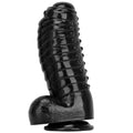 Duże czarne dildo PVC widziane z profilu