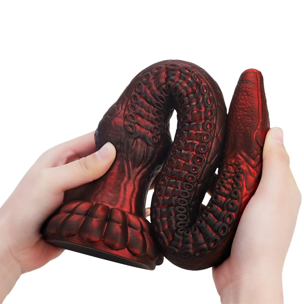 Elastyczne silikonowe dildo fantasy ze smoczą łuską