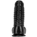 Grube czarne dildo z regularnymi wypustkami