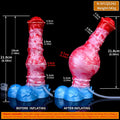 Wymiary horse dildo przed i po napełnieniu
