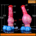 Wymiary horse dildo przed i po napełnieniu
