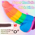 Realistyczne grube tęczowe dildo z wypukłą fakturą