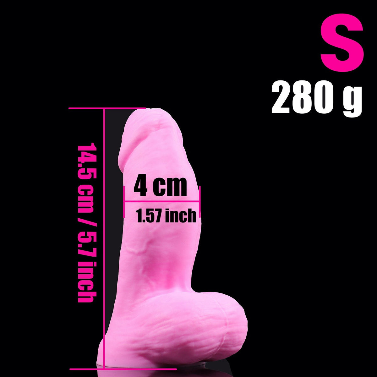 Różowe dildo w rozmiarze S – wymiary