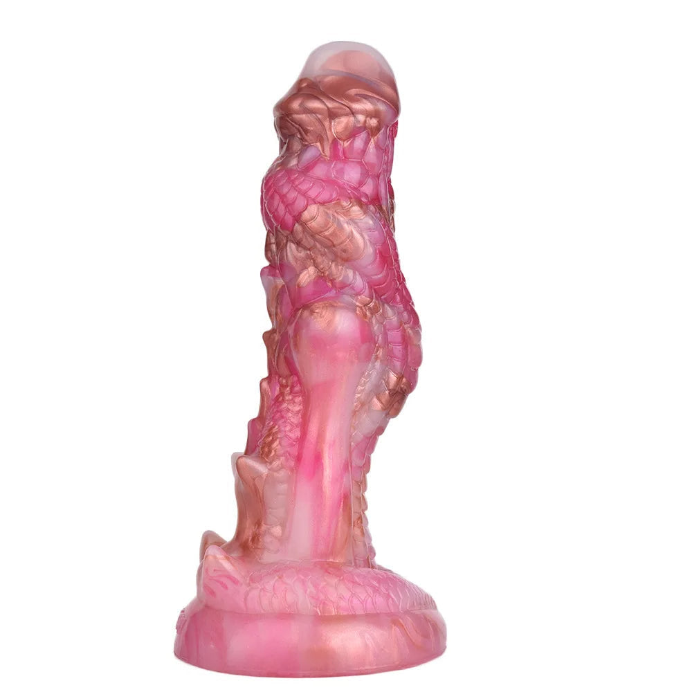 Różowy wibrator fantasy z wypustkami i przyssawką