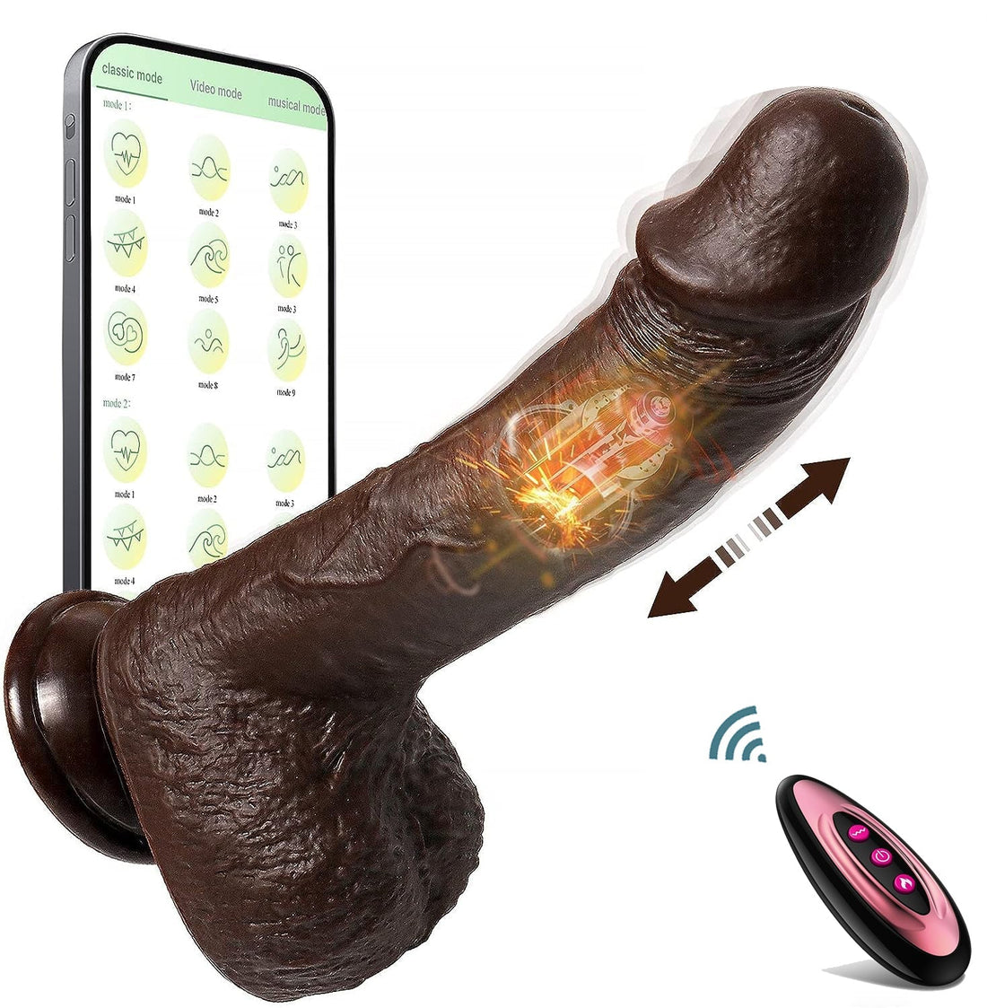 Thrusting dildo z aplikacją i pilotem