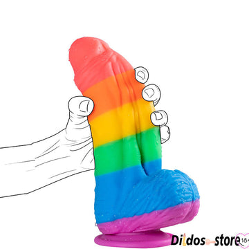 Tęczowe grube dildo z szeroką przyssawką