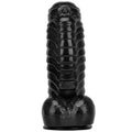 Teksturowane czarne dildo ze stabilną podstawą
