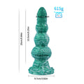 Wymiary zielonego dildo fantasy z węzłami