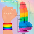 Wymiary grubego tęczowego dildo o długości 17,5 cm