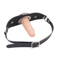 Knebel BDSM z cielistym dildo 10 cm