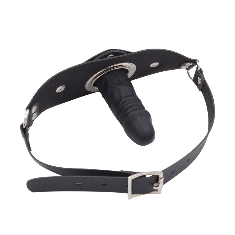 Knebel BDSM z czarnym dildo 10 cm
