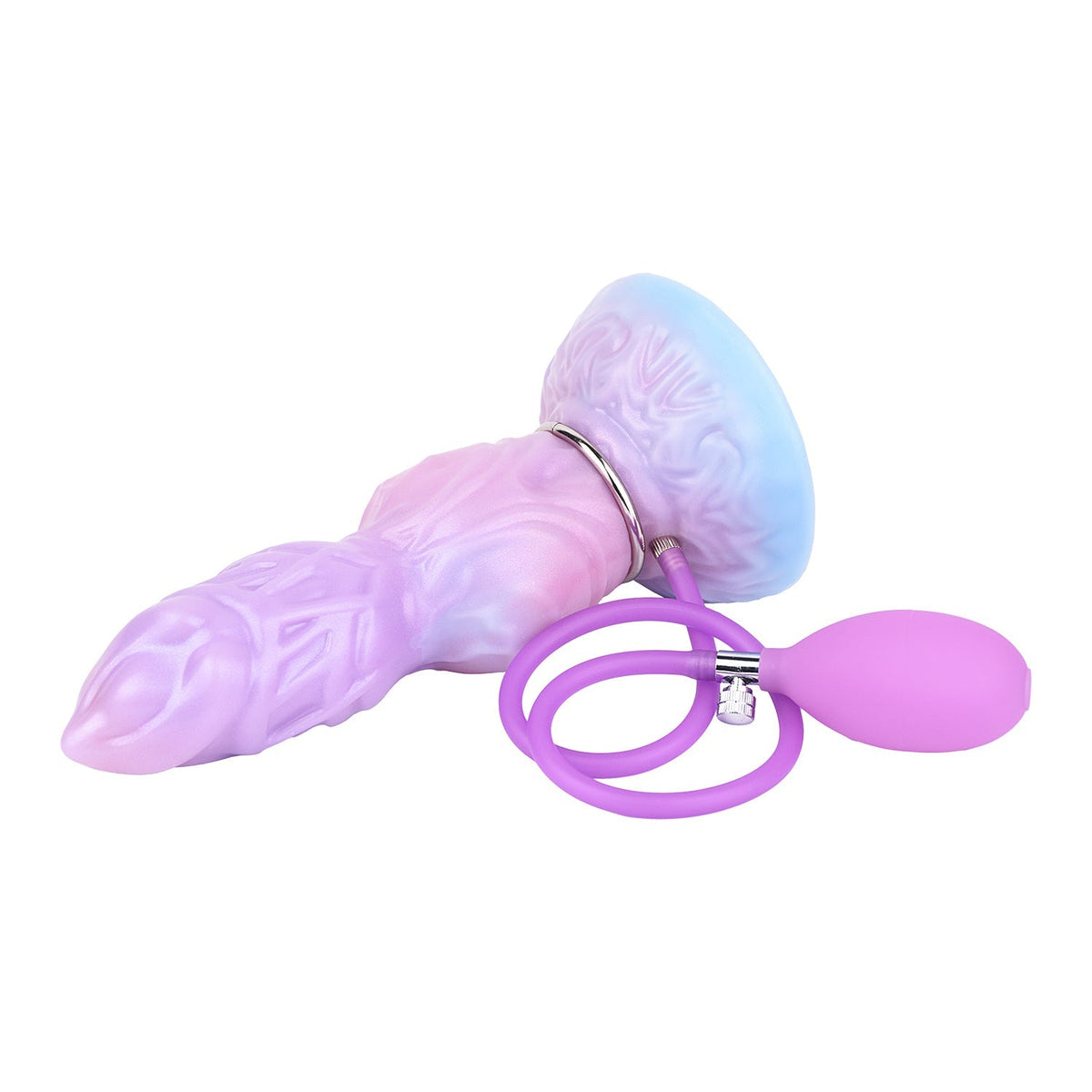 Poziomy profil pastelowego dildo z węzłem