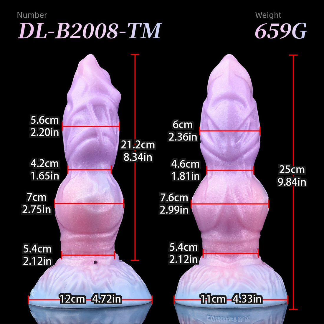 Pastelowe pompowane dildo fantasy z węzłem