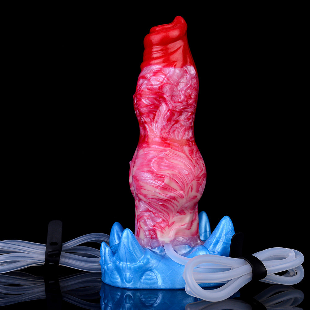 Czerwone dildo z przewodem powietrza i płynu