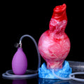 Czerwone dildo w psim motywie z napompowanym węzłem