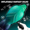 Pompowana końcówka zielono-niebieskiego dildo fantasy