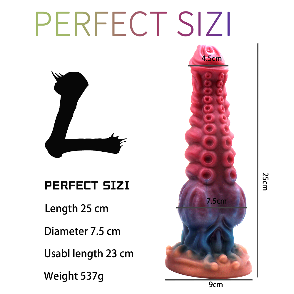 Wymiary dildo fantasy w rozmiarze L: długość 25 cm