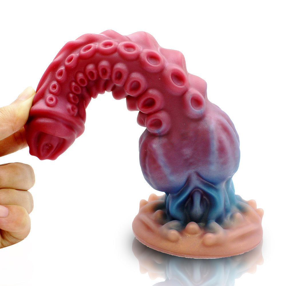 Elastyczne silikonowe dildo z mackami i przyssawką