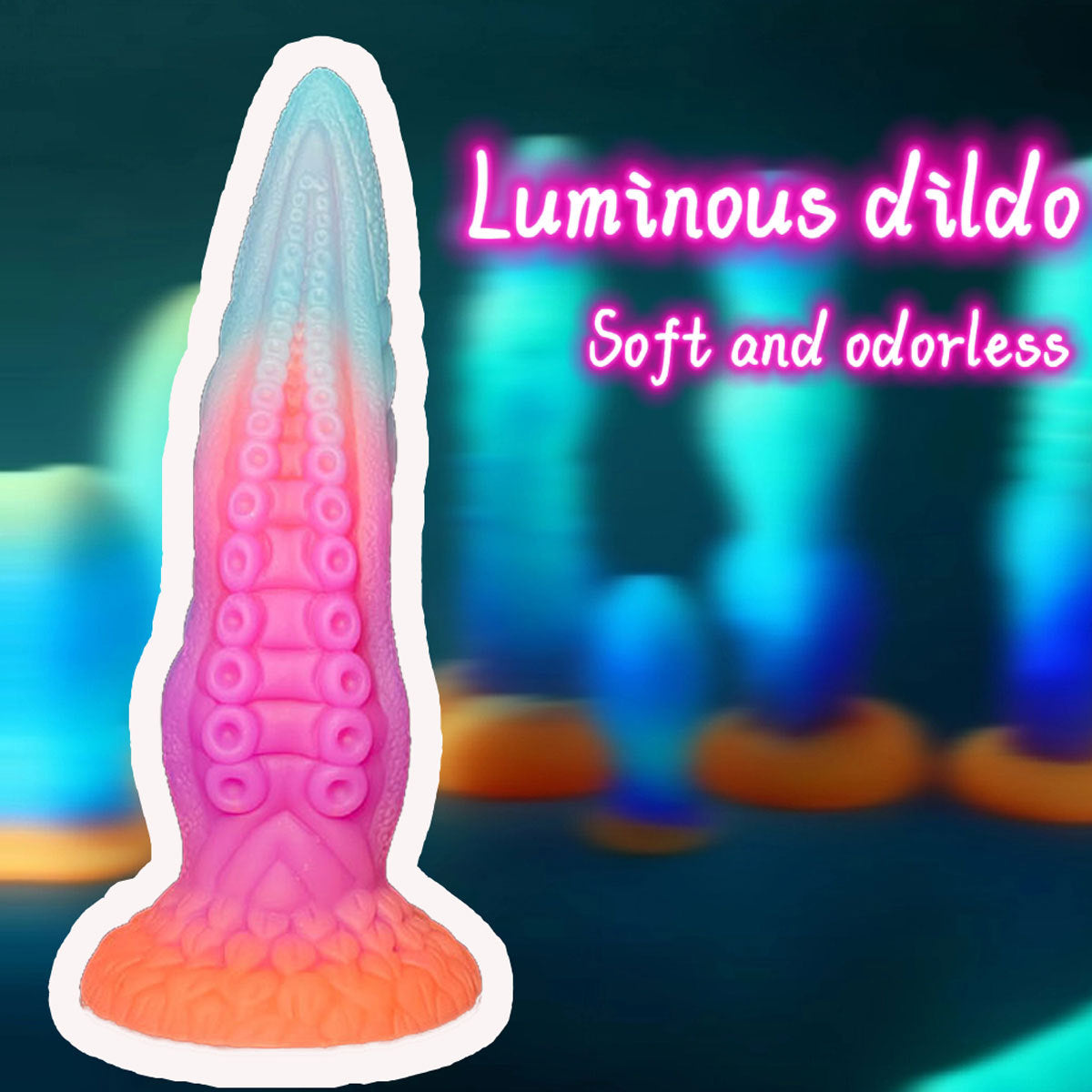 Świecące dildo fantasy z kolorowym gradientem