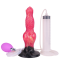 Różowe pompowane dog dildo z węzłem