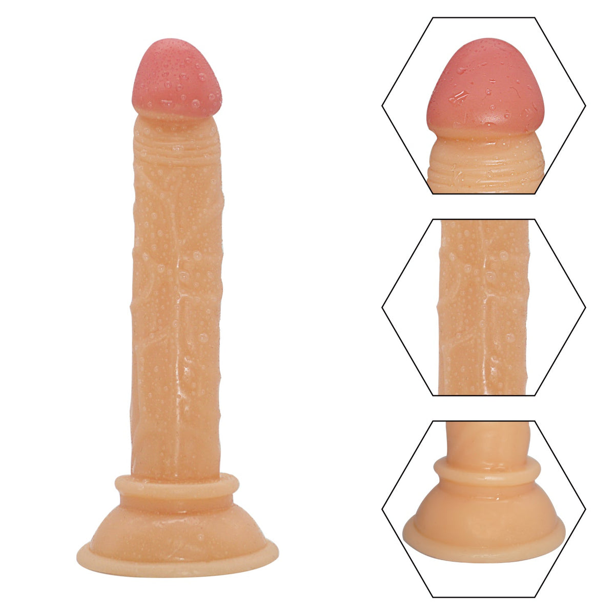 Małe dildo z przyssawką i smukłym trzonem