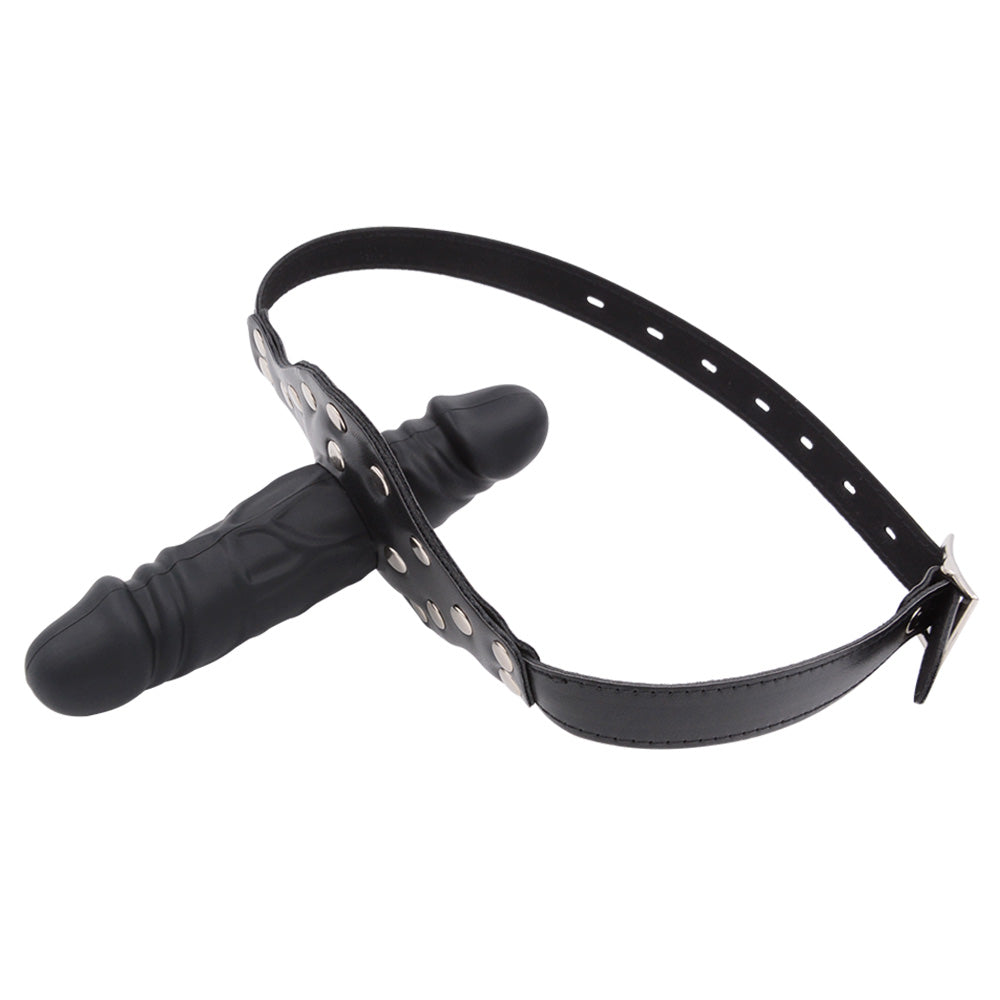 Czarny dwustronny knebel BDSM