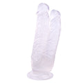Dwa teksturowane ramiona przezroczystego dildo