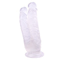 Podwójne dildo ustawione na wspólnej przyssawce
