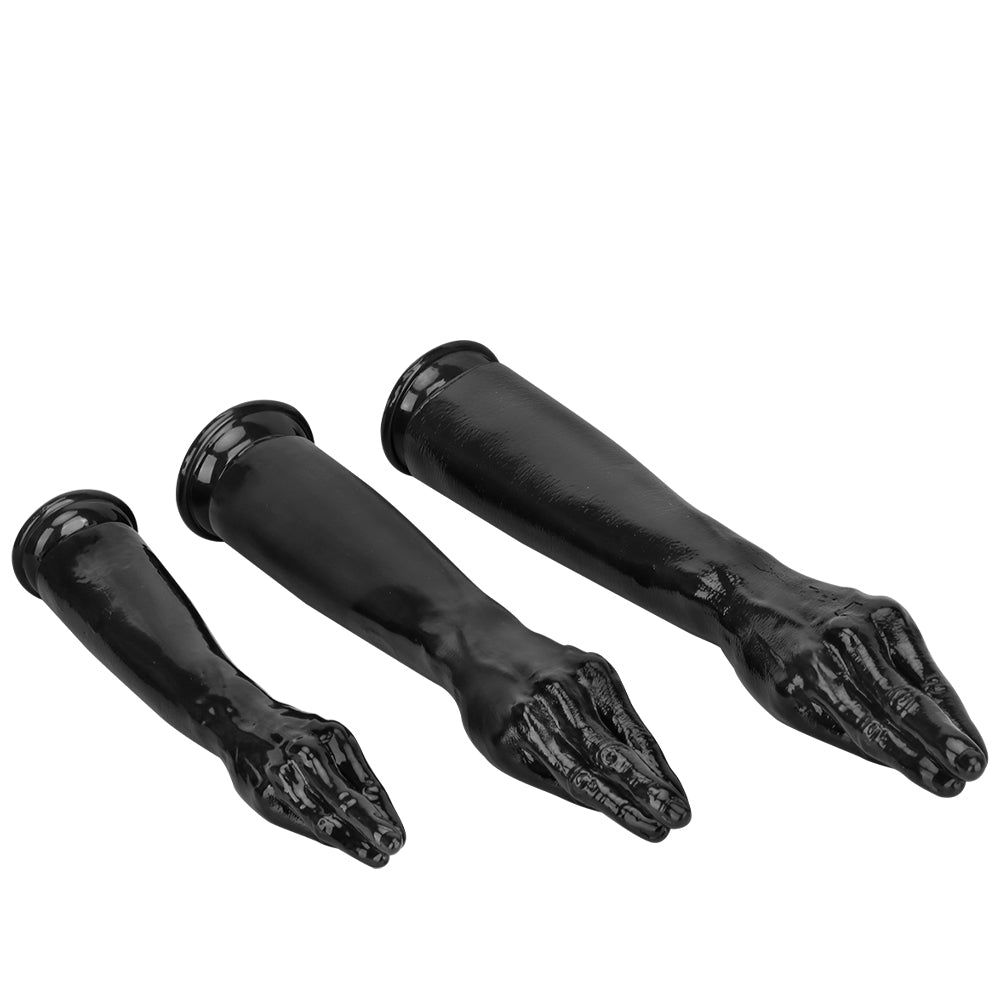 Czarne dildo w kształcie złożonej dłoni