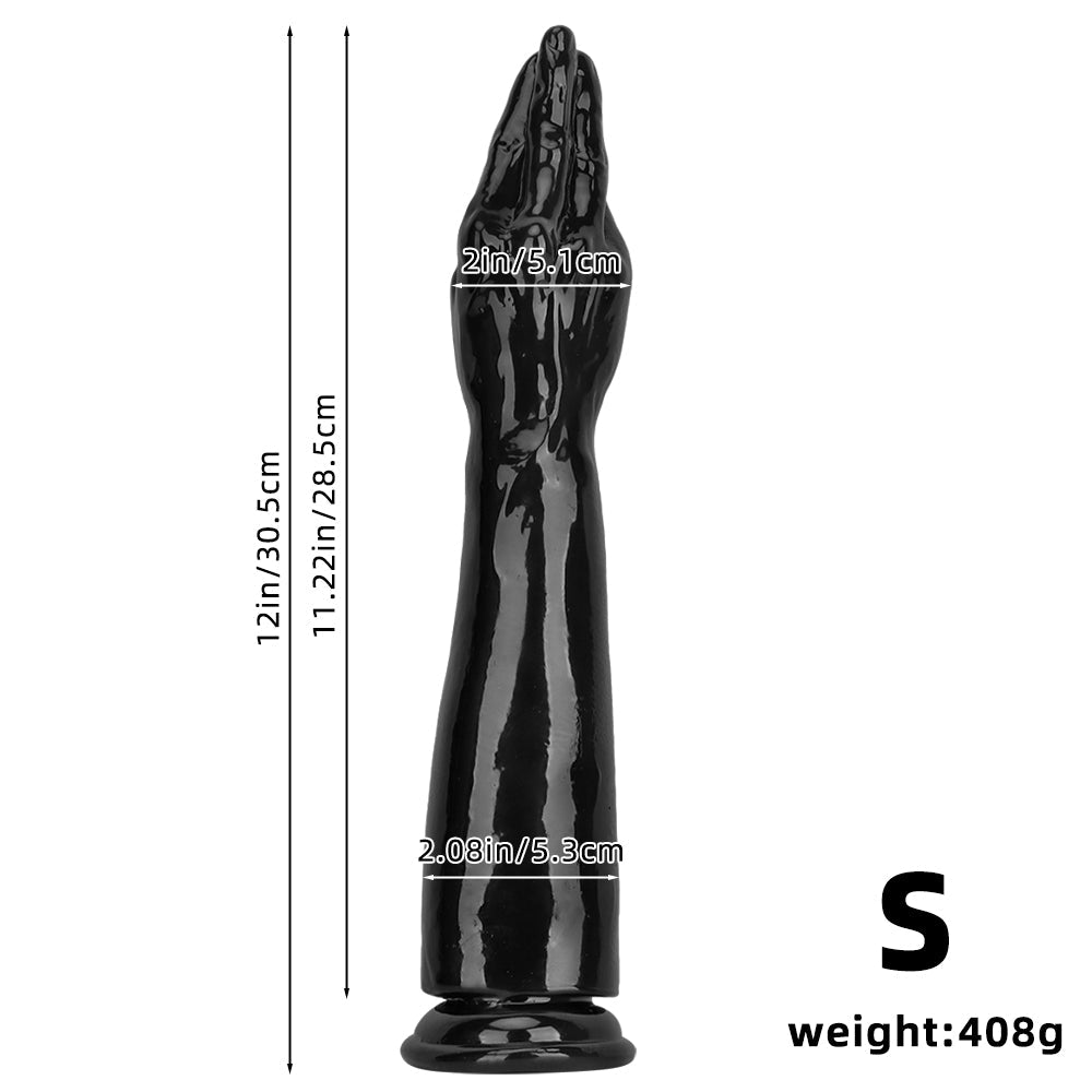 Wymiary czarnego dildo w kształcie dłoni S