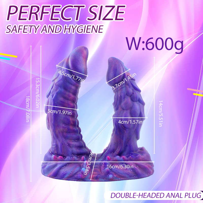 Wymiary dwustronnego monster dildo z szeroką podstawą