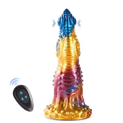 Kolorowe dildo fantasy z owalnym pilotem zdalnego sterowania