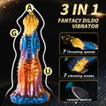 Dildo fantasy 3 w 1 z 7 trybami ruchu, 7 wibracjami i pilotem