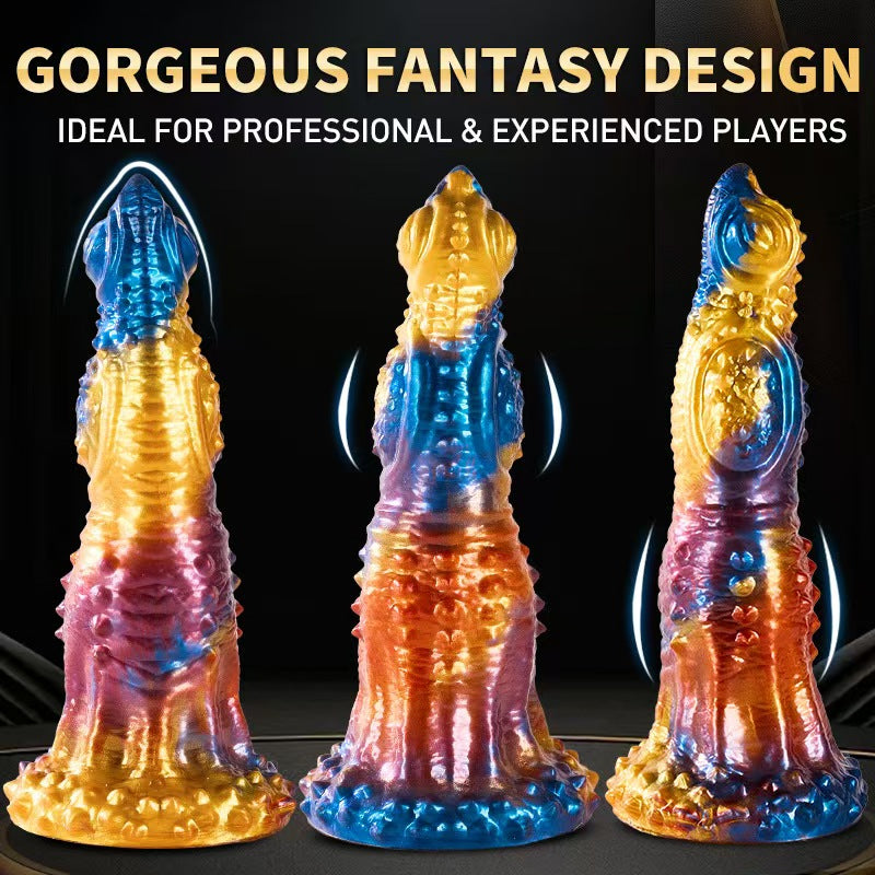 Kolorowe dildo fantasy z trzech stron