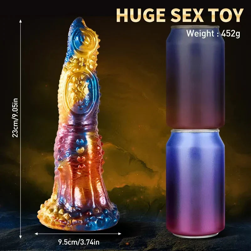 Wymiary dildo: 23 cm długości, podstawa 9,5 cm i waga 452 g