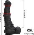 Wymiary czarnego dilda fantasy XXL