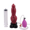 Ciemnoczerwone dog dildo z pompowanym węzłem