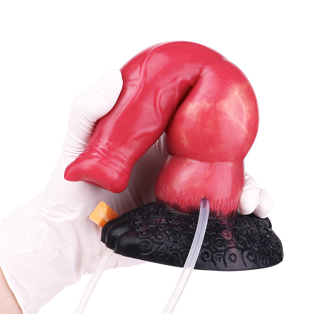 Czerwone dildo psie widziane z przodu