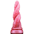 Tentacle dildo czerwone ze skręconym trzonem i przyssawką