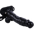 Duże dildo z czarną regulowaną uprzężą