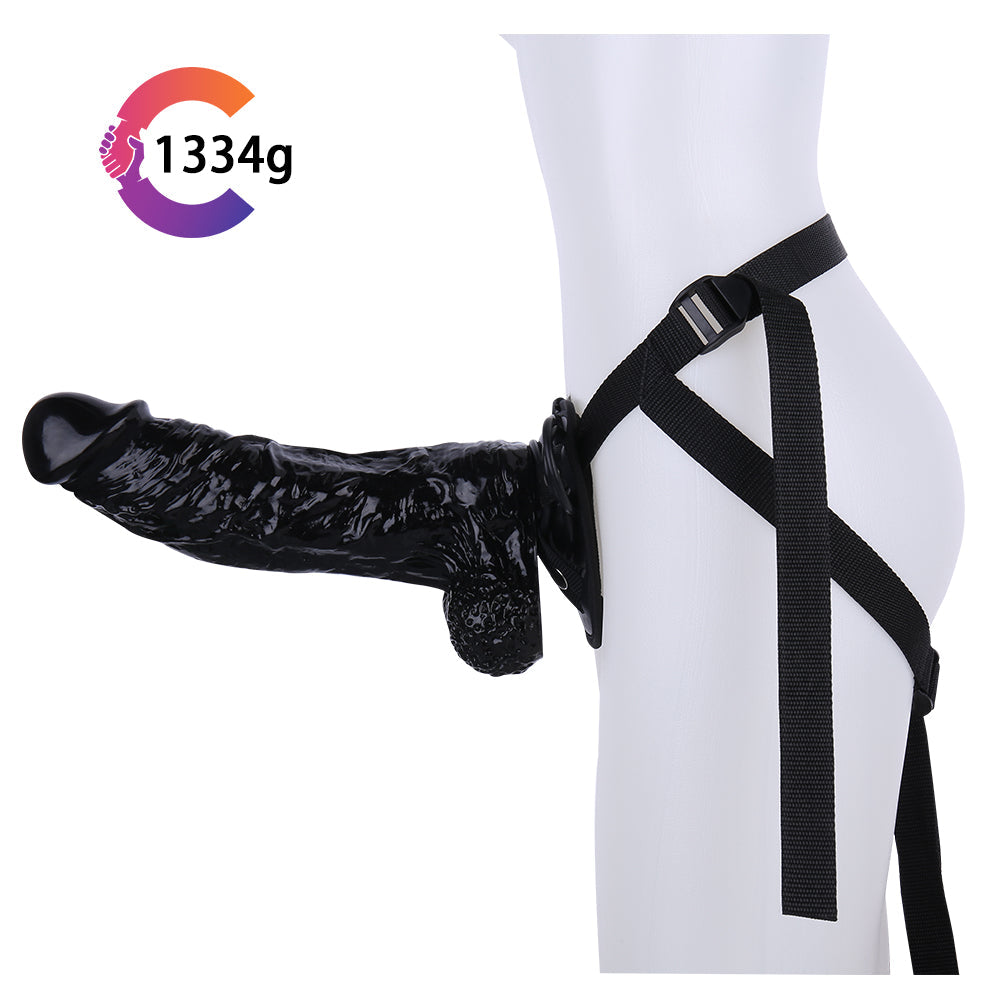 Czarne dildo strap-on z oznaczoną masą 1334 g