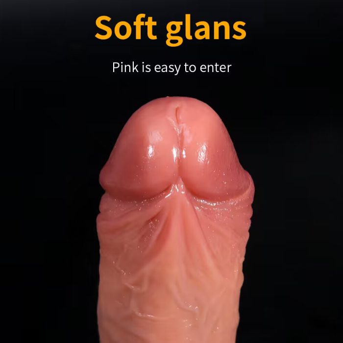 Zbliżenie miękkiej realistycznej główki dildo