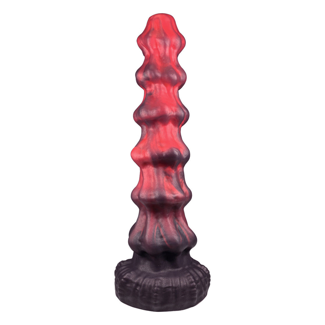 Tęczowe alien dildo z sześcioma węzłami – 25,5 cm