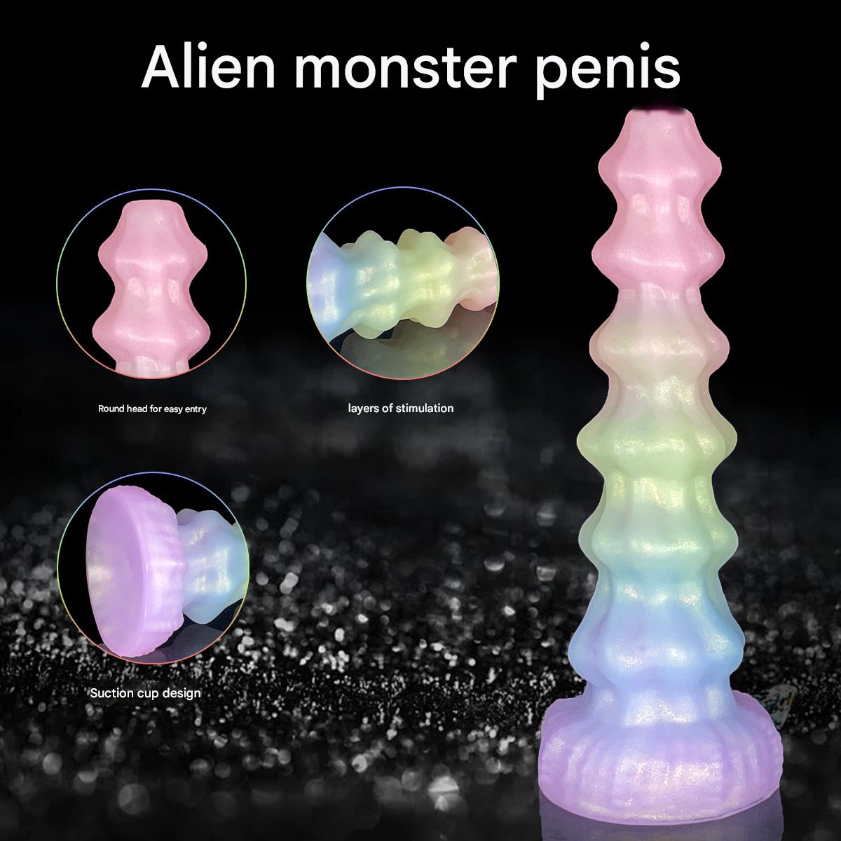 Szczegóły dużego dildo fantasy z węzłami