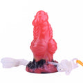 Profilowane czerwone dildo z czarną przyssawką