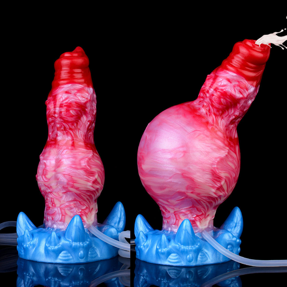 Dog dildo przed i po napompowaniu węzła